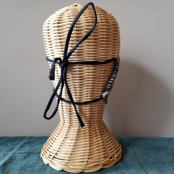 Black Waves Fabric Masks tie up