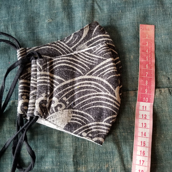 Black Waves Fabric Masks tie up
