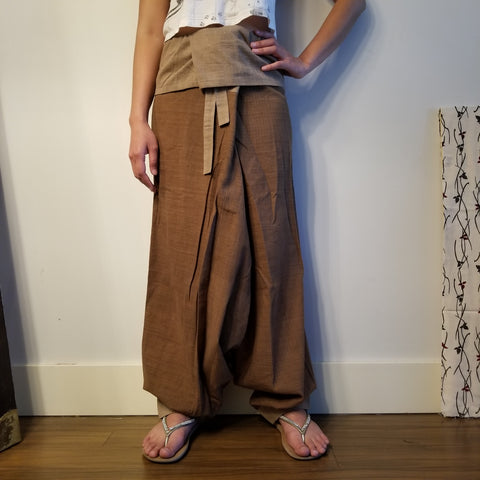 Natural Leaves Dyed Cotton Pants waist tie.