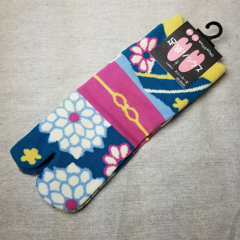 Floral Yukata Print Tabi Socks