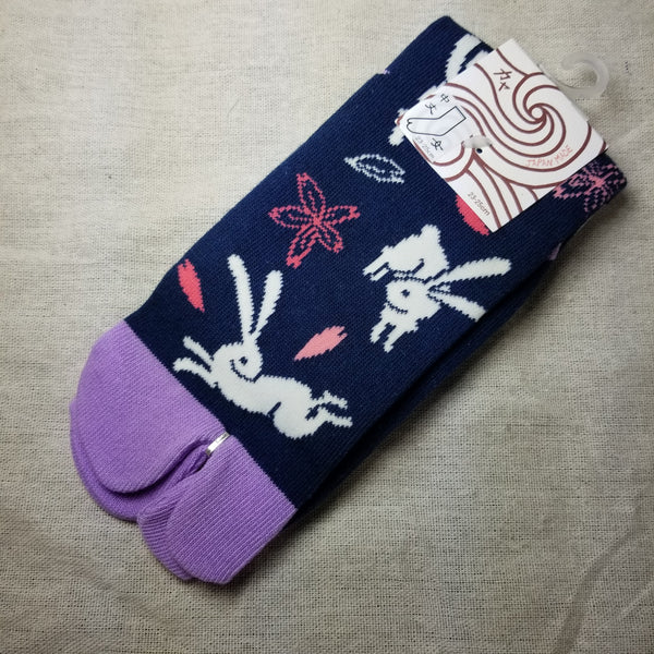Purple Bunny Flower Tabi Socks