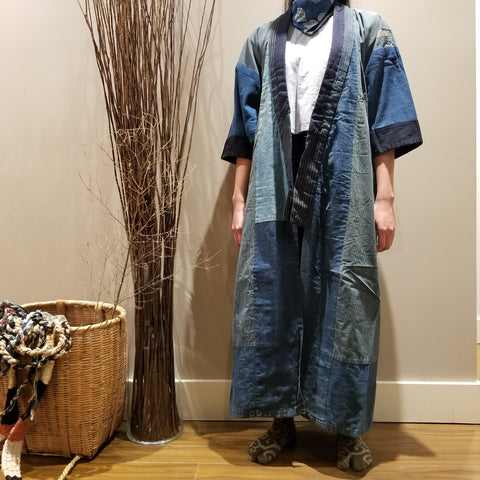 Aizome Indigo Antique Reversible Folk Boro Noragi