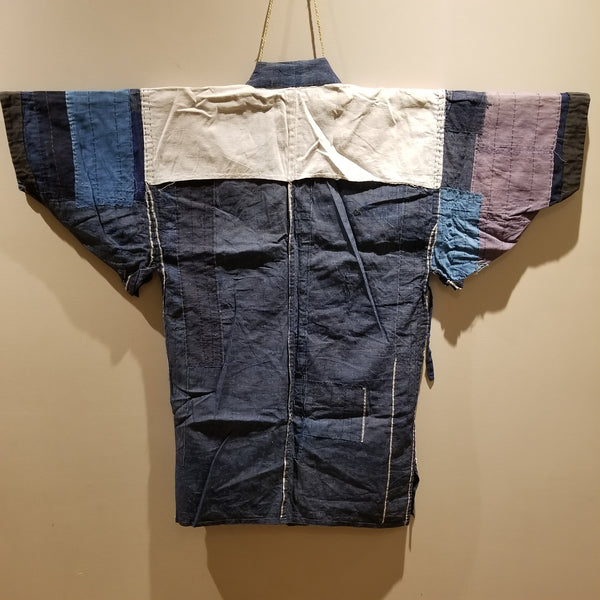 Indigo Antique Folk Boro Patchwork Reversible Noragi Farmers Jacket