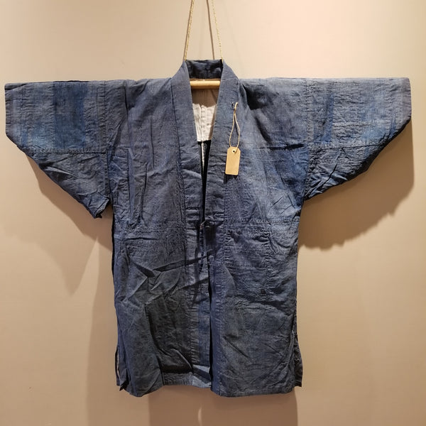 Indigo Antique Folk Boro Patchwork Reversible Noragi Farmers Jacket