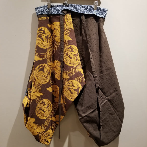 Brown Phoenix Samurai Pants waist tied