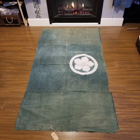 Vintage Furoshiki Fabric Sheet Kusakizome Natural Dye Kamon Design