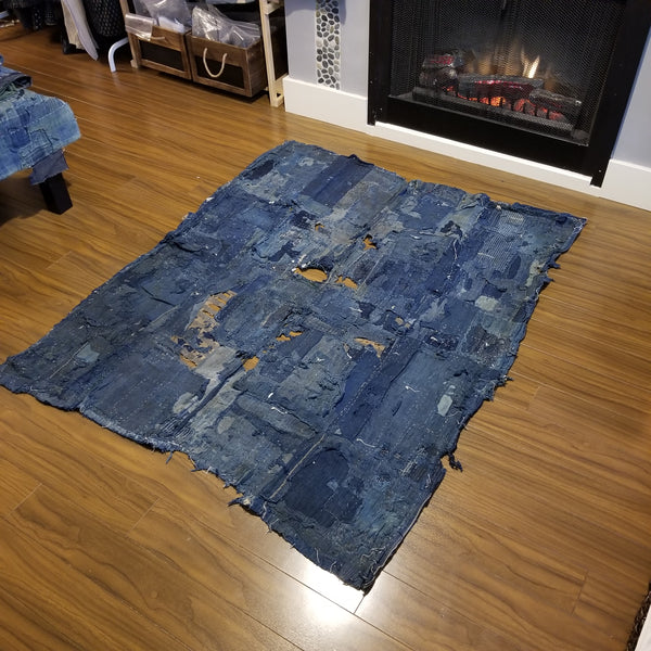 Indigo Boro Patchwork Sashiko Fabric 144cm x 120cm
