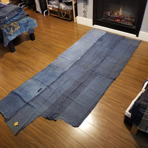 Vintage Indigo Cotton & Hemp Patchwork Fabric