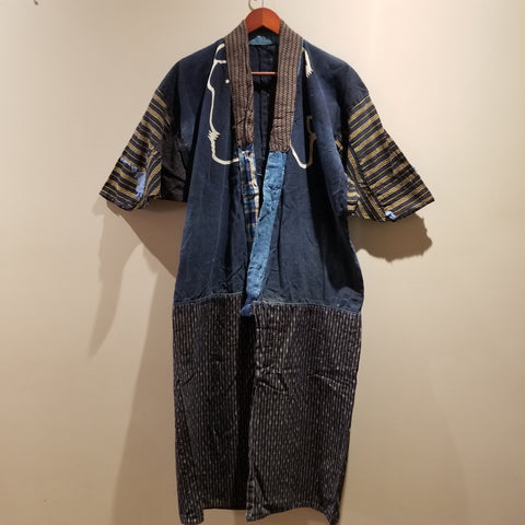 Shima Zanshi Kasuri Indigo Boro Noragi Jacket