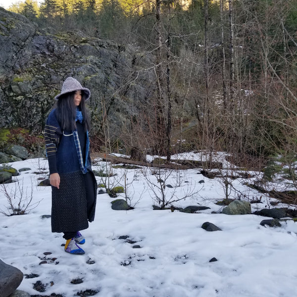 Shima Zanshi Kasuri Indigo Boro Noragi Jacket