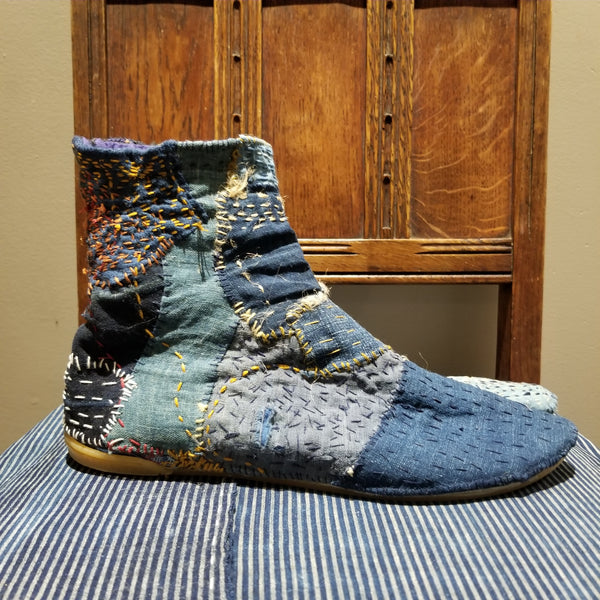 Super Boro Indigo Aizome Sashiko Handstitched Patchwork Tabi