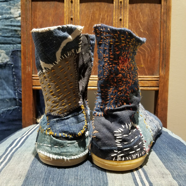 Super Boro Indigo Aizome Sashiko Handstitched Patchwork Tabi