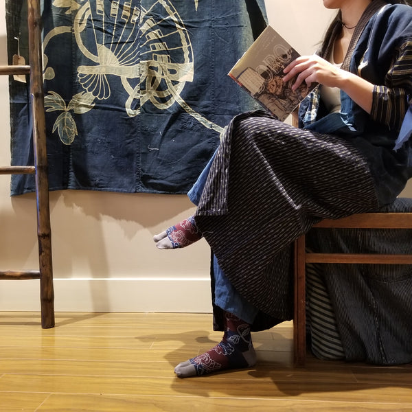 Shima Zanshi Kasuri Indigo Boro Noragi Jacket