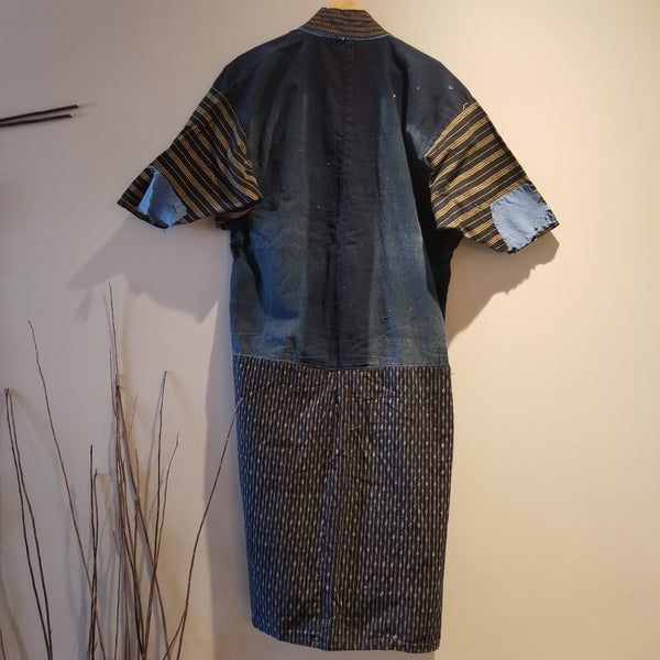 Shima Zanshi Kasuri Indigo Boro Noragi Jacket