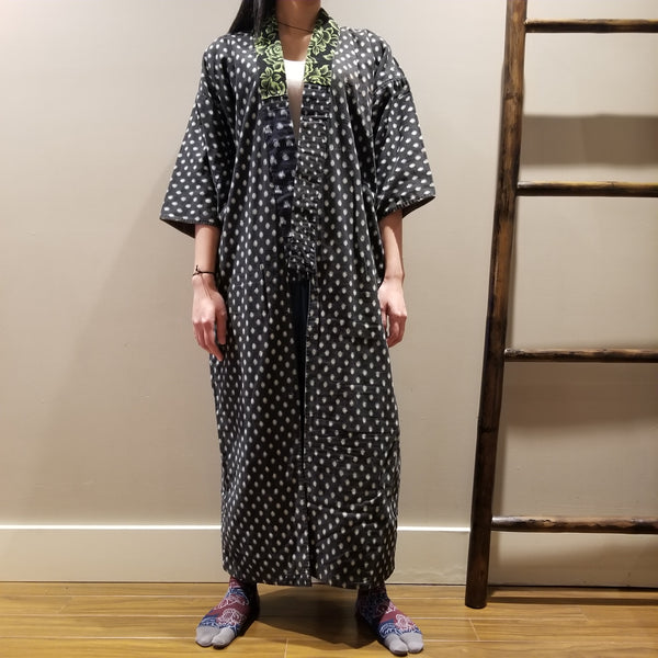 Flower Print Kasuri Reversible Patchwork Indigo Noragi Kimono