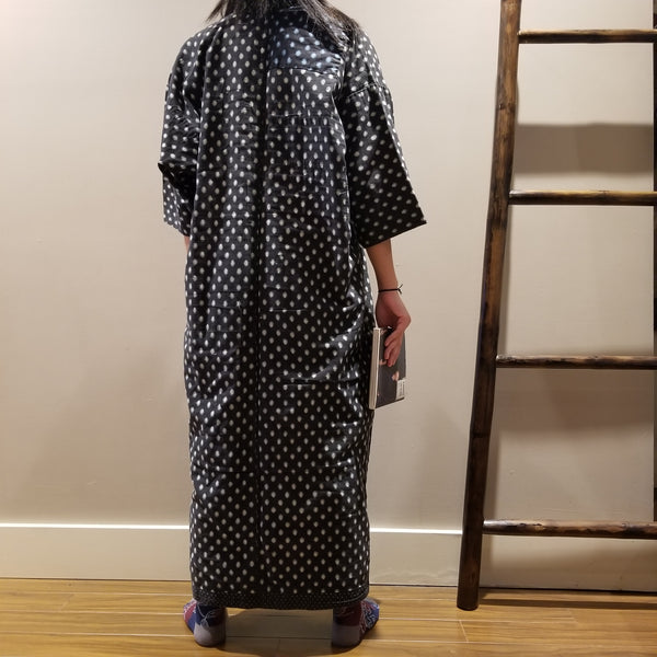 Flower Print Kasuri Reversible Patchwork Indigo Noragi Kimono