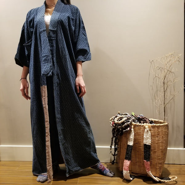 Kasuri Indigo Dye Long Kimono