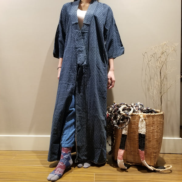 Kasuri Indigo Dye Long Kimono