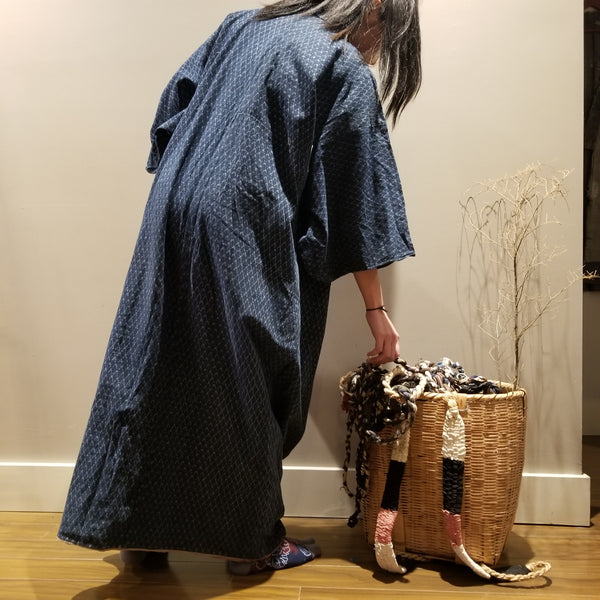 Kasuri Indigo Dye Long Kimono