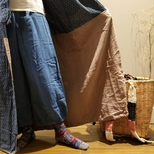 Kasuri Indigo Dye Long Kimono