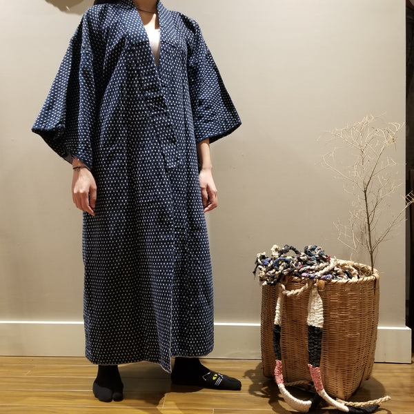 Ikat Kasuri Indigo Reversible Noragi Kimono