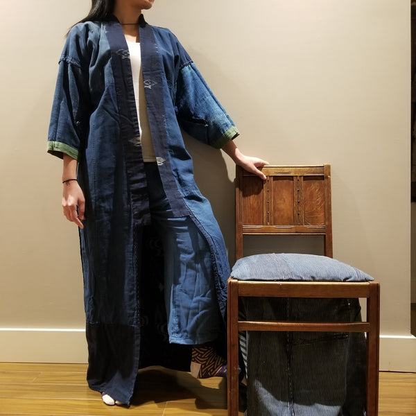 Reversible Indigo Kasuri Noragi Jacket