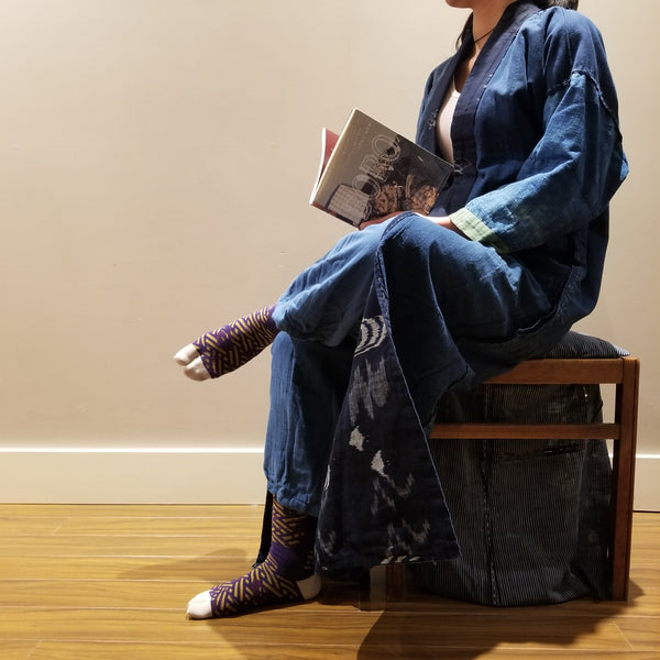 Reversible Indigo Kasuri Noragi Jacket