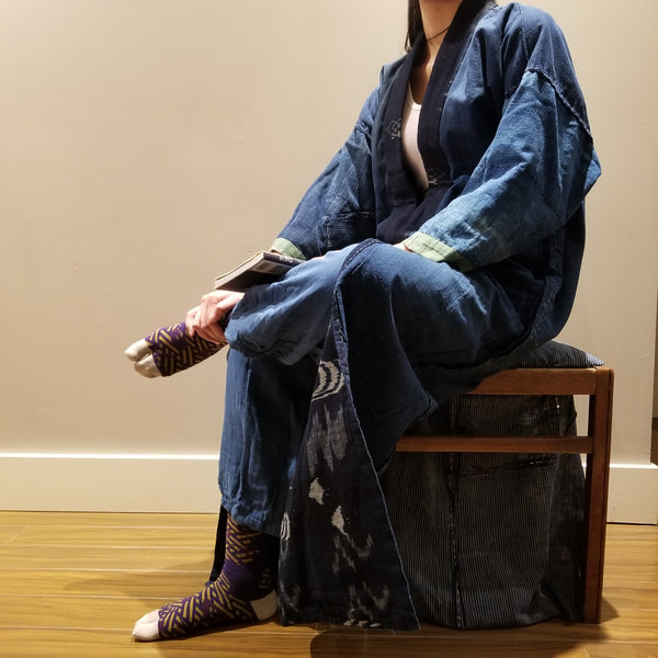 Reversible Indigo Kasuri Noragi Jacket