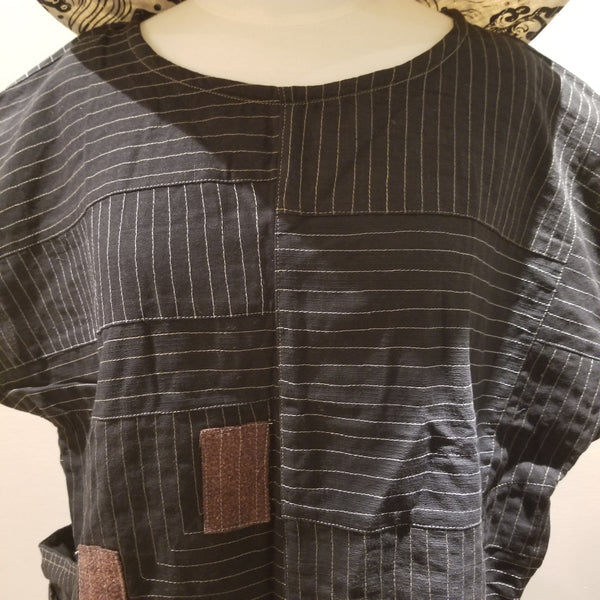 Black Patchwork Blouse Top