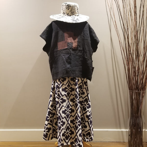 Black Patchwork Blouse Top