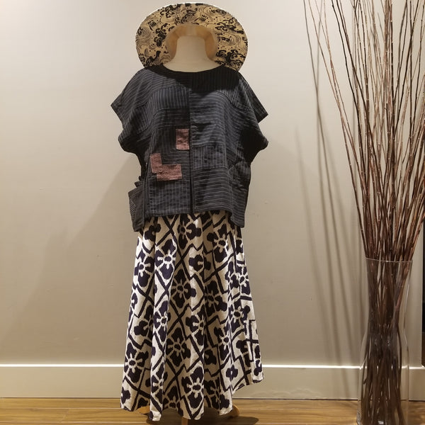 Black Patchwork Blouse Top