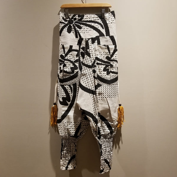 White Samurai Crests Ninja Pants Long