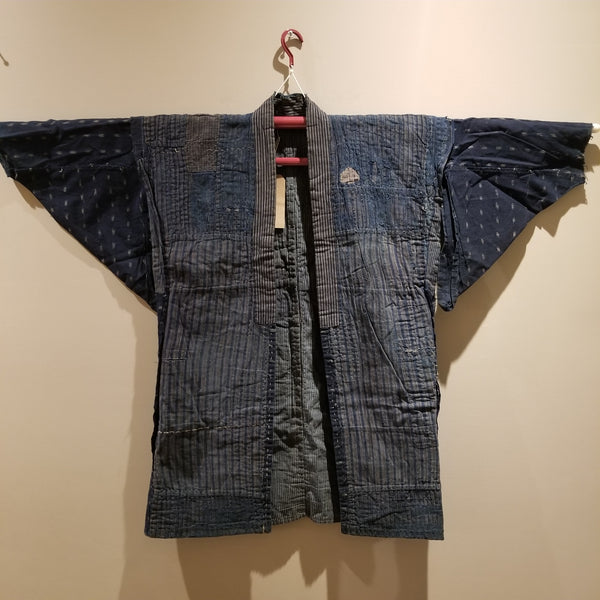 Indigo Boro Sashiko Farmers Noragi from Meiji