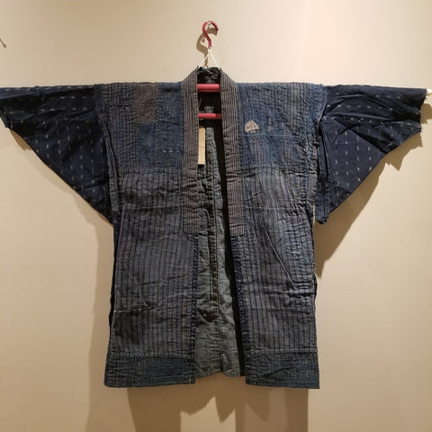 Indigo Boro Sashiko Farmers Noragi from Meiji