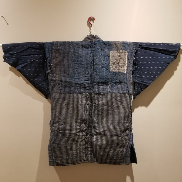 Indigo Boro Sashiko Farmers Noragi from Meiji