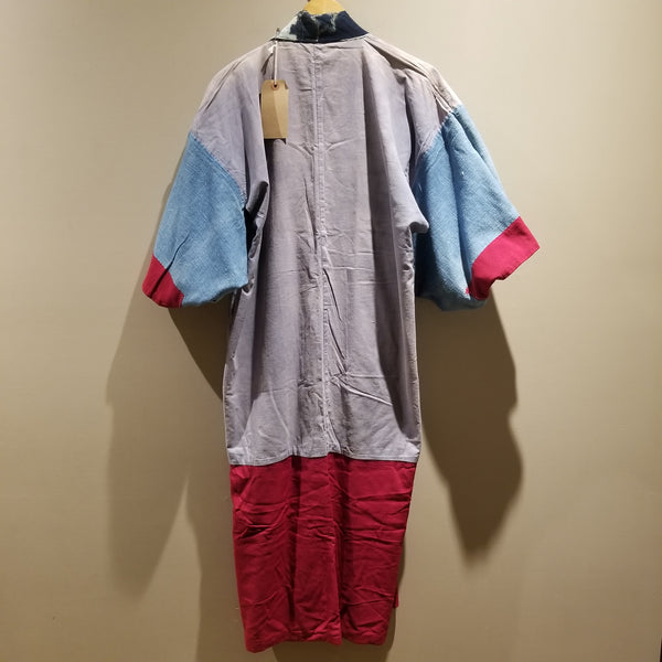 Reversible Indigo Kasuri Long Folk Kimono
