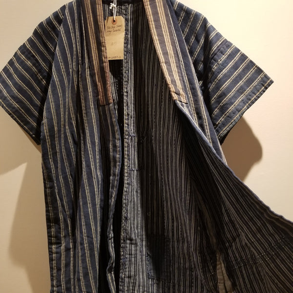 Folk Style Japanese Vintage Noragi Jacket with Sashiko Stitching