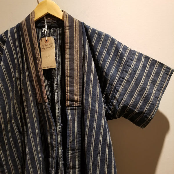 Folk Style Japanese Vintage Noragi Jacket with Sashiko Stitching