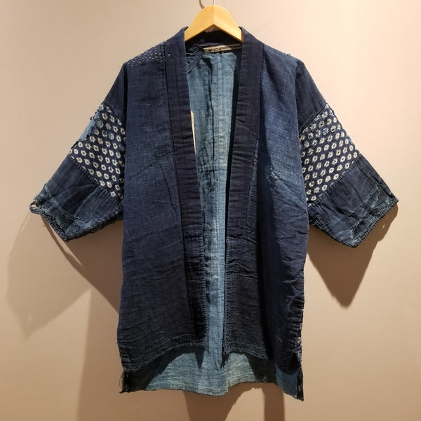 1900s Boro Indigo Sashiko Patchwork Farmer's Noragi Jacket