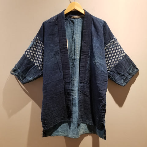 1900s Boro Indigo Sashiko Patchwork Farmer's Noragi Jacket