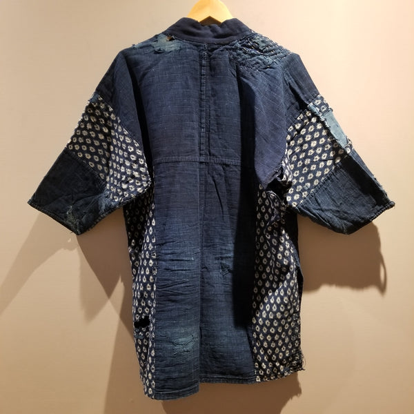 1900s Boro Indigo Sashiko Patchwork Farmer's Noragi Jacket