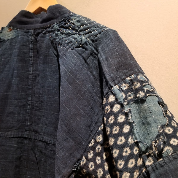 1900s Boro Indigo Sashiko Patchwork Farmer's Noragi Jacket