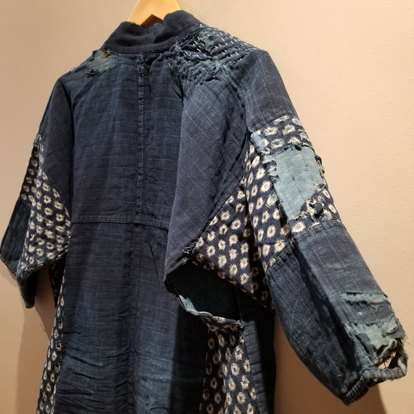 1900s Boro Indigo Sashiko Patchwork Farmer's Noragi Jacket
