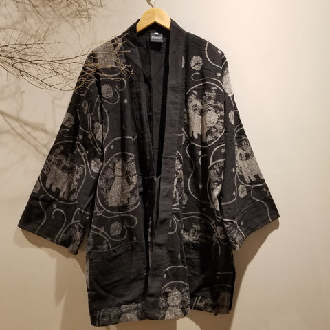 XXL Neko Cat Black Noragi Kimono
