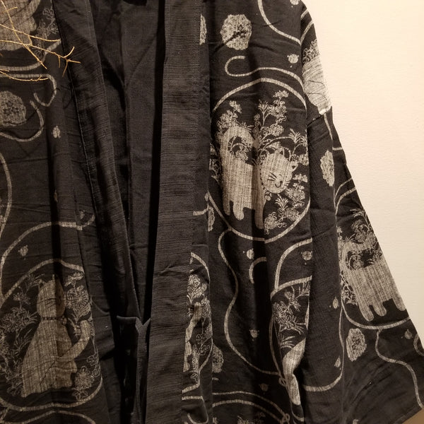 XXL Neko Cat Black Noragi Kimono