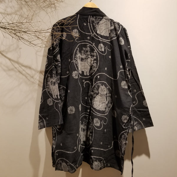 XXL Neko Cat Black Noragi Kimono