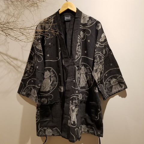 Neko Cat Black Noragi Kimono Regular