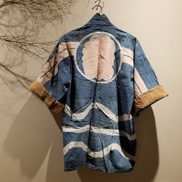 Vintage Aizome Indigo Boro Fireman's Hanten
