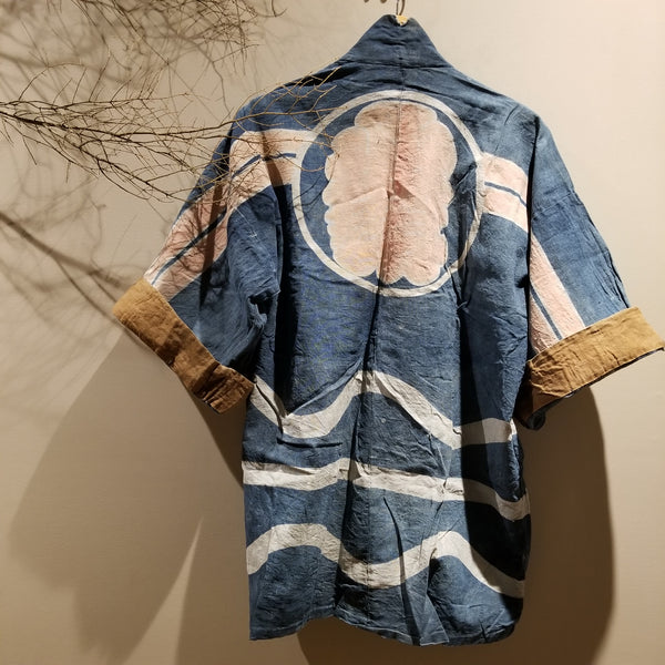 Vintage Aizome Indigo Boro Fireman's Hanten