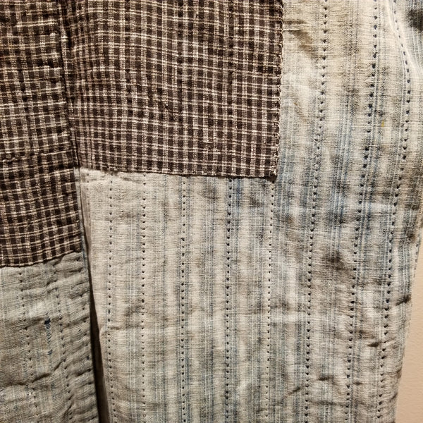 Early Century Indigo Boro Shima Sashiko Patchwork Noragi